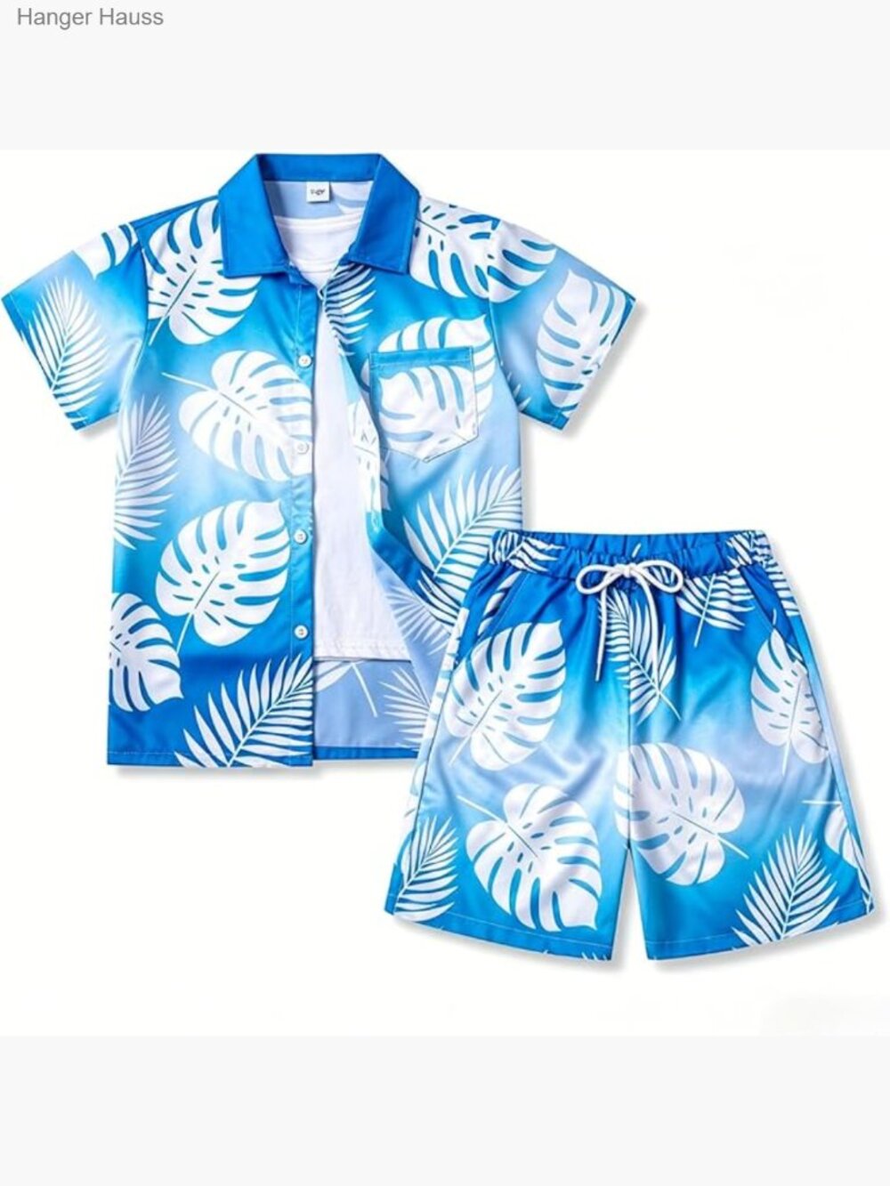 Boys 2 Piece Short Set Button Down Shirt & Shorts Hawaiian Summer Outfit
